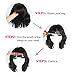 DEYNGS Fashion Short Wavy Wigs With Flat Bangs Natural Black Synthetic Full Wigs For Women None Lace Wigs That Look Real Heat Resistant +Free Wig Cap (BLACK)