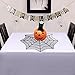 PartyTalk Halloween Spider Web Table Topper, 30-Inch Round Black Lace Tablecloth for Scary Movie Night Halloween Decorations