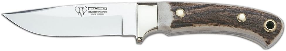 Cudeman Great Hunting Knife 150-C with Deer Antler Handle, 3.9 inches Blade, is Sporty, Includes Sheath, Camping Tool for Fishing, Hunting, Sports Activity + Multifunction Gift Card