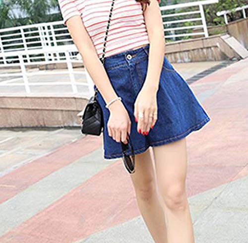 Bravetoshop Women Shorts Jeans Loose High-Waisted Broad-Legged Denim Shorts Loose Short Pants(Dark Blue,M)