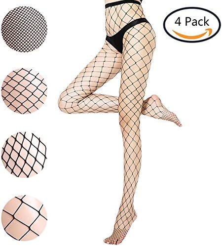 High Waist Tights Fishnet Stockings for Women - Black Tights Crotchless Suspender Pantyhose