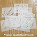 GUVVEAZ Painting Letter Stencils on Wood, 32 PCS Reusable Washable Template with Calligraphy Font Uppercase and Lowercase Alphabet, Numbers and Signs, with Portable Zipper Bags, 8.3