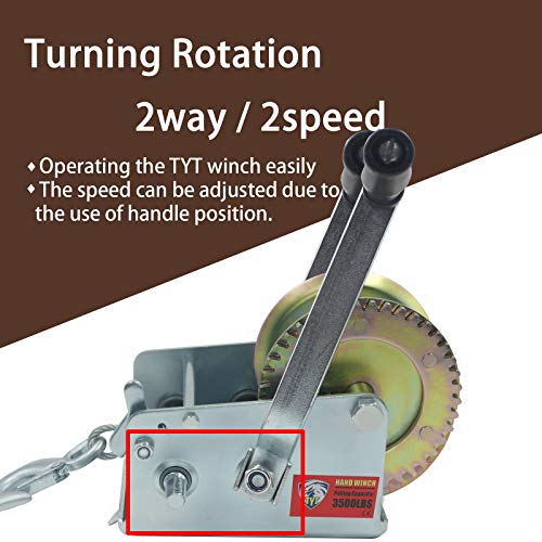 TYT 3200lbs Boat Trailer Winch with Heavy Duty Hook, 10M Steel Cable Hand Winch, Two Way Ratchet Crank ATV Winch for SUV Towing (3200lb Cable Winch - Zinc-Plated) - Image 7