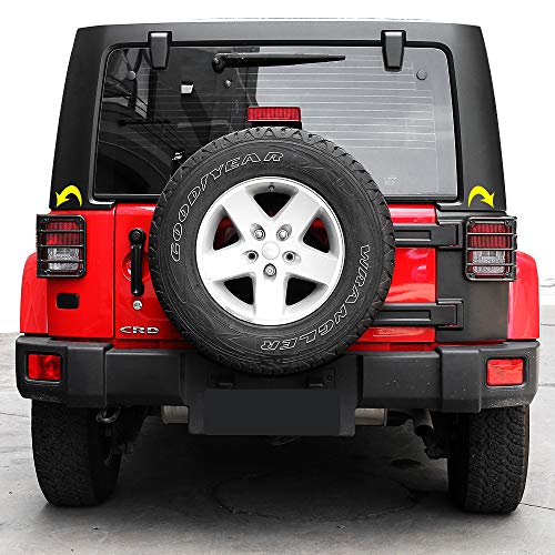 JeCar Jeep Tail Light cover Black Rear Euro Tail Light Guard Protector for 2007-2017 Jeep Wrangler JK & Unlimited - Thumbnail 6