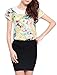 Allegra K Women Elegant Peter Pan Collar Petal Sleeve Floral Tops M Light Green