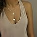 Unicra Dainty Disc Layered Choker Necklaces Multi-layer Circle Necklace Bar Y Pendant Choker with Long Chain Jewelry for Women and Girls (Gold)