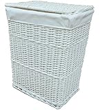 Cesto Per Biancheria In MDF Grigio Ghiaccio Con Rivestimento Bianco, 40x30x55 Cm, Con Coperchio E Manici