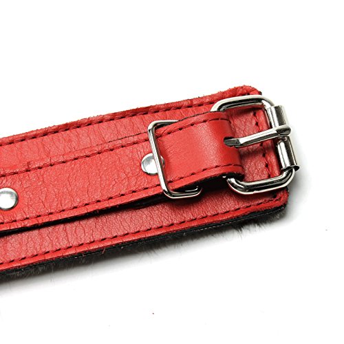 Baltimore Wrist Cuffs Ankle Cuffs Supreme Lambskin Leather (Red, Wrist)