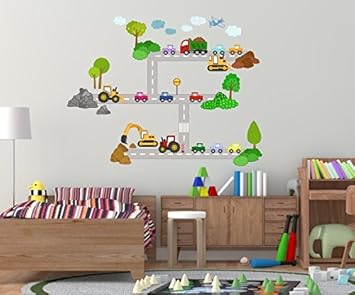 Aufkleber Wandaufkleber Kinderzimmer Babyzimmer Wandtattoo Bagger Bauwagen Lastkraftwagen Lastwagen Bagger Tiere Autos Cars Xxl Waldtiere Kinderzimmer Wandaufkleber Dekoration Furs Baby Amazon De Baumarkt