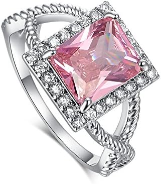 Empsoul 925 Sterling Silver Natural Fancy Plated 3ct Pink Topaz Infinity Halo Wedding Ring