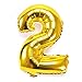 40'' Number 2 Balloons Gold Foil Mylar Balloons for Birthday Party Wedding Anniversary (Number 2) B02