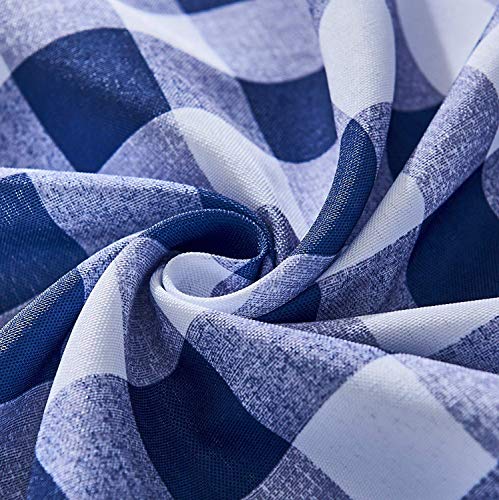 YEMYHOM Modern Printed Spill Proof Cloth Round Tablecloths (60" Round, Dark Blue Checker) - Thumbnail 4