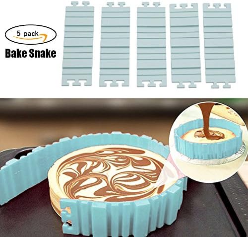 Cake Mold Magic Bake Snake by Abo – Design a Baking Mold in Any Shape You Want! DIY With Our Amazing Non-Stick and Thick Silicone Strips That Can Replace All Your Cake Pans. Set of 5 Pieces(Blue)