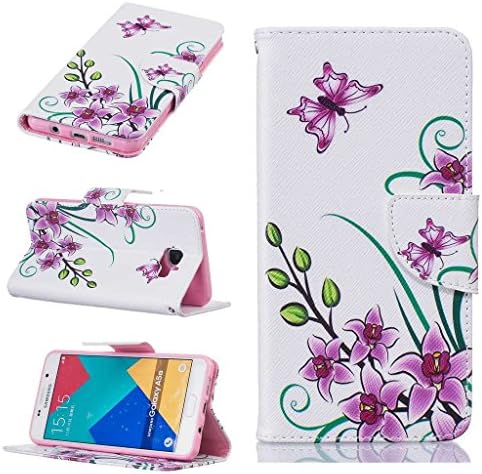 KKEIKO® Galaxy A5 2016 Case [with Free Tempered Glass Screen Protector], Leather Colorful Pattern Design Flip Wallet Case, Premium Protective Bumper Cover for Samsung Galaxy A5 2016 (White)