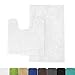 Mayshine 2 Pack (20x32/20x20U inches) Non-Slip Bathroom Rug Shag Shower Mat Machine-Washable Bath Mats with Water Absorbent Soft Microfibers of - White