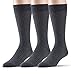 EMEM Apparel Men's Big and Tall King Size Casual Soft Ribbed Cotton Knit Classic Mid Calf Crew Dress Hosiery Socks 3-Pack Heather Grey 13-15