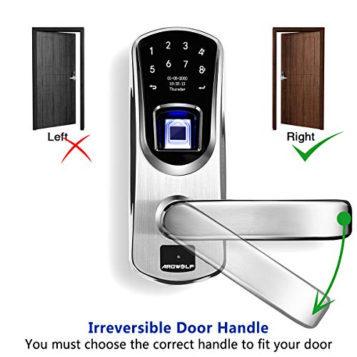 Ardwolf-A60-Biometric-Door-Lock-Keyless-Entry-Fingerprint-and-Keypad-Electronic-Smart-Locks-with-Backup-Keys-for-Homes-Front-Door-304-Stainless-Steel-US-TI-chip-Irreversible-Right-Handle