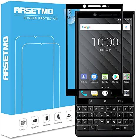 Blackberry Keytwo/Key2 Screen Protector (2-Pack), Arsetmo [9H Hardness] [2.5D Curved Edge-Full Coverage] [HD Clear] Tempered Glass Screen Protector for Blackberry Key2 (Black)