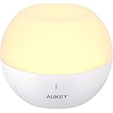 AUKEY Luce Notturna Bambini, Lampada da Comodino Ricaricabile, Impermeabilità IP65 & Resistente agli Urti, Controllo Tattile, 80 Ore di Uso, Colori Cangianti RGB, Luce Bianca e Calda Dimmeabile
