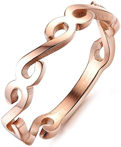 OUBEY Womens 4MM Lovely Hollow Ring Love Engagement Wedding Charming Lady Gril Band Rose Gold