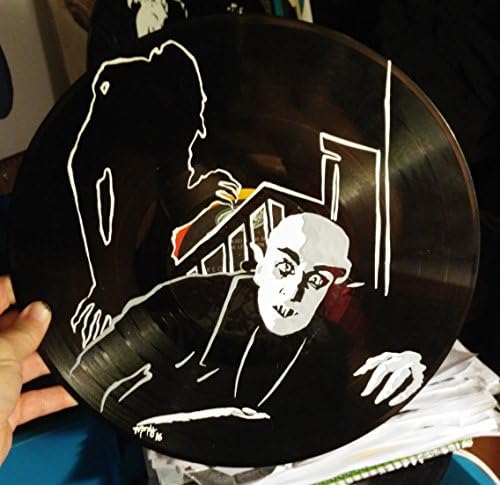 Hand painted Nosferatu vinyl record wall art