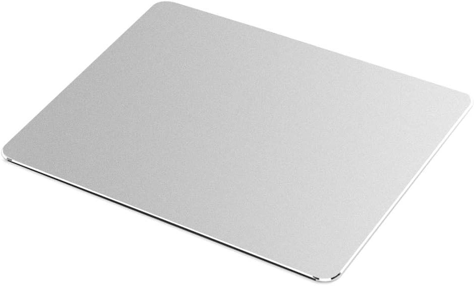AZFUNN Hard Metal Mouse Pad, Gaming Aluminum Alloy Mouse Mat, High-Grade PU Leather Dual-Use Mouse Pad for Fast and Accurate Control 7.8x6.7 inches (Silver)
