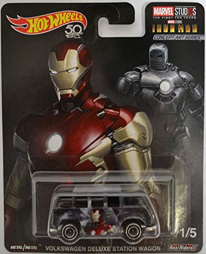 2018 Hot Wheels Pop Culture Iron Man Volkswagen Deluxe Station Vagon Marvel Studios 1:64 Scale Collectible Die Cast Model Car