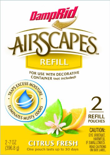 DampRid AS20CF Airscapes Dehumidifier Refill Pouches, Citrus Fresh, 2-Pack