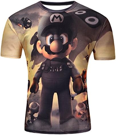 Men Women Super Mario Print Anime O Neck 3d T-Shirt (XXL)