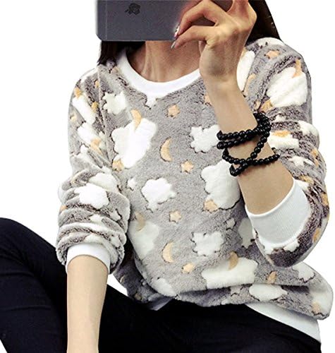 LAISIYI Autumn Women's Sweater Long Sleeve Casual Sweatshirts Cute Print Pullovers Moon L