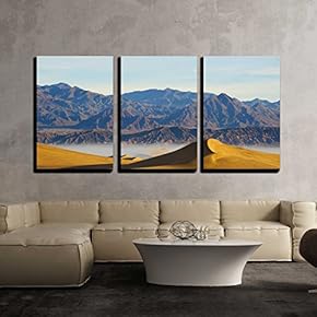 3 Piece Canvas Wall Art - Deserts Sand Dune Death Valley - Modern Home Art Stretched and Framed Ready to Hang - 16"x24"x3 Panels