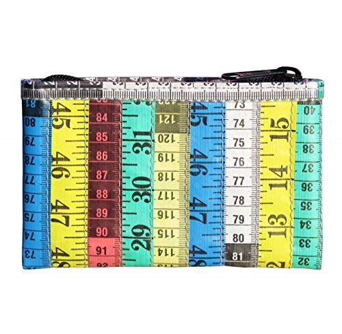 Zip coin purse made of measuring tapes - FREE SHIPPING, upcycled style eco friendly vegan recycled made from reclaimed repurposed reused materials pouch case bag gift gifts tape measure design teacher - Thumbnail 4