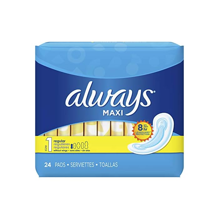 Always Maxi Unscented Pads without Wings, Regular, 24 Count