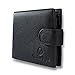 Black Leather - Safe Wallet for Men's Premium Trifold - with RFID Blocking and Coin Pocket - Your money is safe