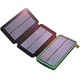 Solar Power Bank, X-DRAGON 10000mAh Solar Charger with 3 Solar Panels,Dual USB, Bright LED Portable Rugged Shockproof Dual USB Solar Battery Charger for iPhone, Cell phone and More-Green