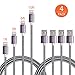 USB Lightning Cable,Ofspower 4Pack 1ft 3ft 6ft 10ft Nylon Braided 8 Pin USB Syncing and Charging Cable for iphone 7, 7plus, 6s, 6s plus, 6plus, 6,5s 5c 5,iPad Mini, Air,iPad5,iPod. (Black)