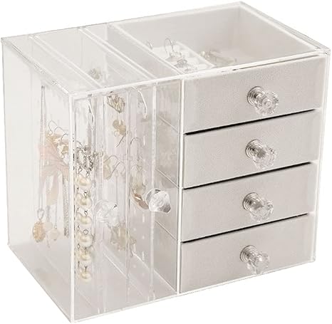 Amazon アクセサリーケース ジュエリーボックス 横型 収納 ケース 大容量 アクリル アクセサリー 小物入れ 指輪 ネックレス ピアス イヤリング ジュエリーディスプレイ 可愛い ジュエリー収納 オンライン通販