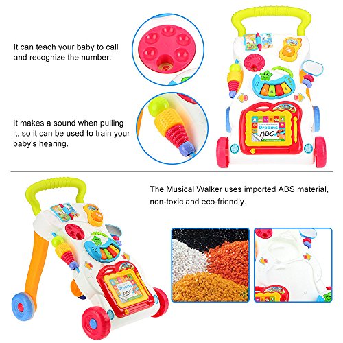 Music baby baby walker baby first step car baby trolley adjustable screw standing learning