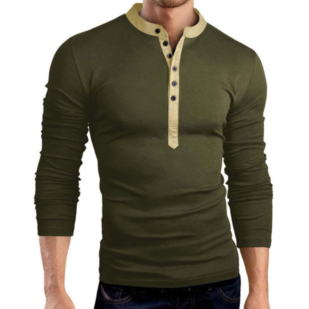SUNSIOM Mens Casual Slim Fit Basic Henley Long Sleeve T-Shirt Plain Top Tee