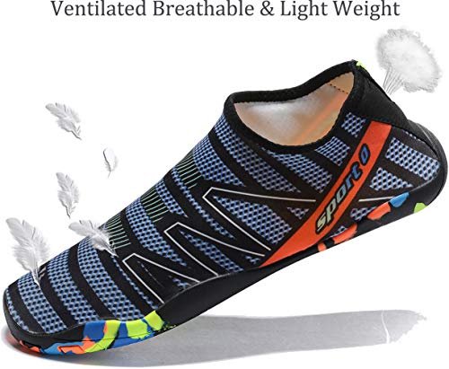 Mens Womens Water Shoes Quick Dry Barefoot for Yoga Swim Diving Surf Aqua Sports Pool Beach (Navy 42)