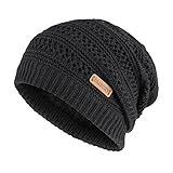 OMECHY Unisex Slouchy Beanie Hats Winter Warm Knit Skull Fleece Ski Cap 4 Color