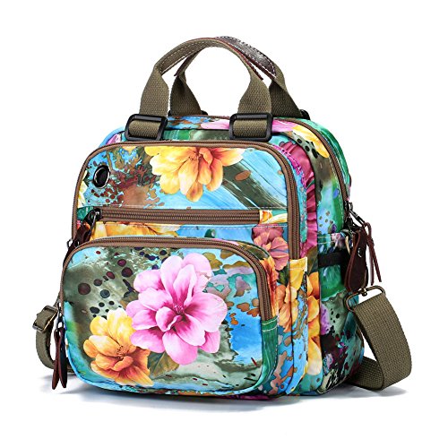 Womens Fashion Crossbody Shoulder Bag Flower Printing Purse Handbags Multi Purpose Shoulder Backpack - Thumbnail 5