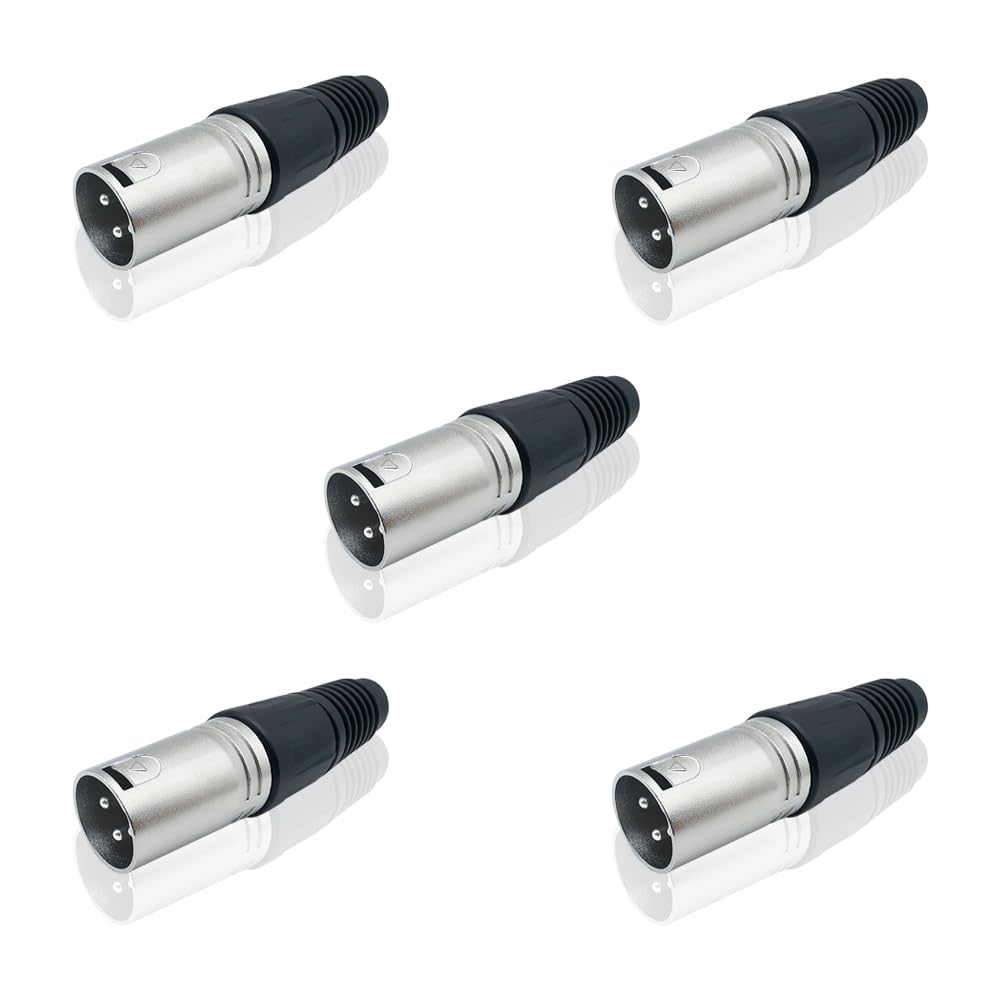 iYueMps 5pcs 3Pin Male XLR Solder Type Microphone Line Plug Connector Mic Audio Socket (5 x XLR Male Adapter) โ image 1