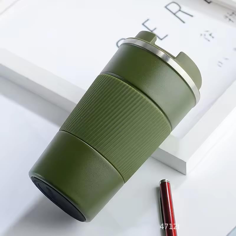NOBLE BLOOD Travel Coffee Mug Insulated Stainless Steel Coffee Cup for Cold and Hot Drinks Home Office Outdoor Works 380ml/13oz (Green, 510ml)
