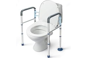 GreenChief FSA/HSA Eligible Toilet Safety Rails Foldable, Stand Alone Toilet Frame Adjustable Height, Bathroom Toilet Handles