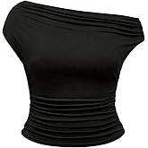 Floerns Women's Plus Size Leopard Print Sleeveless Ruched Tee Tops Punk Asymmetrical Neck T Shirt