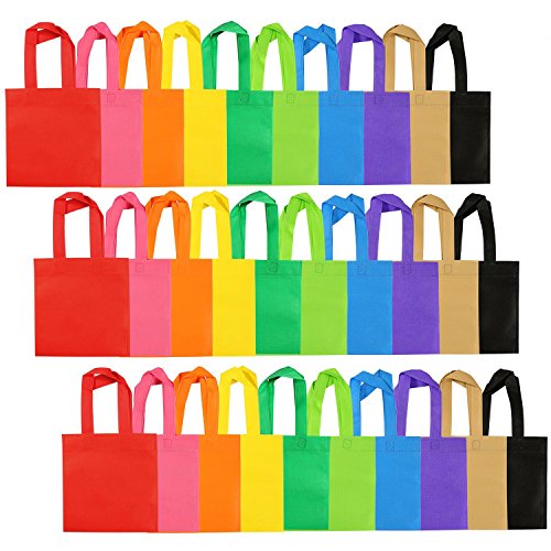 Aneco 30 Pack Party Bags Non-woven Gift Bag Tote Bags with Handles Party Favor, 8 by 8 Inches, 10 Colors