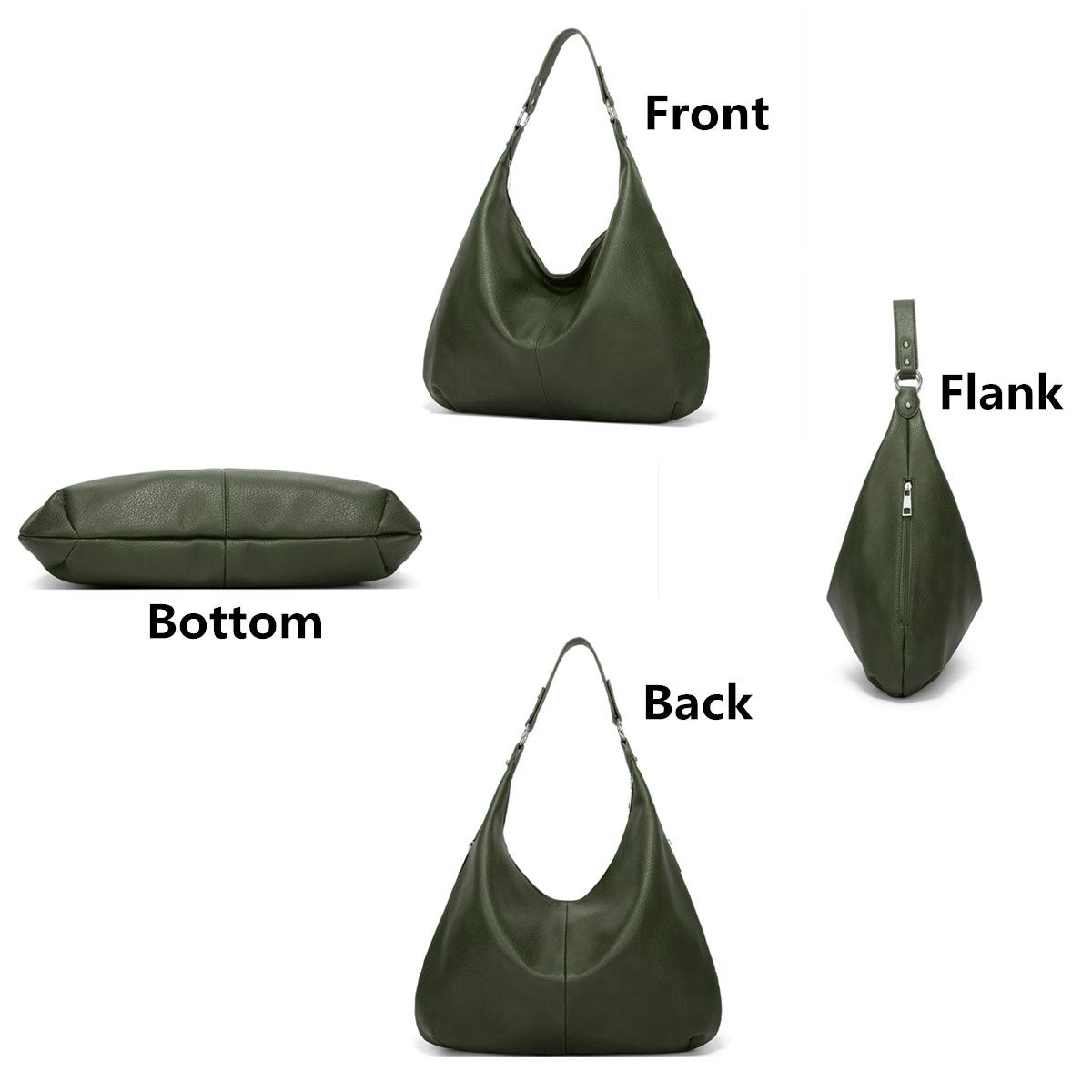 Ashioup Damen Bag Hobo-Taschen, Schwarzes Grün