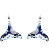 Great Wave Whale Tail Earrings #1566 by d'ears