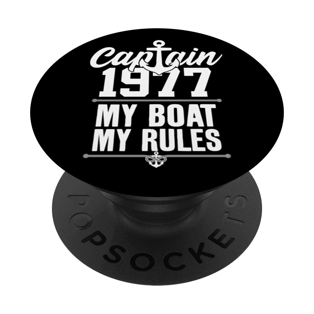 CAPTAIN 1977 MY BOAT MY RULES CAPTAIN 49TH BIRTHDAY PopSockets Adhesive PopGrip